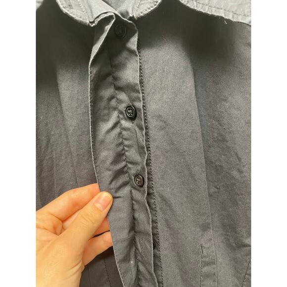 Pilcro Anthropologie Pintuck Mini Button front long sleeve shirt dress black LP - Picture 6 of 10